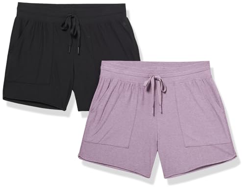 Danskin Women's 2 Pack New Reverie Shorts, Black Salt/Purple Ash Heather