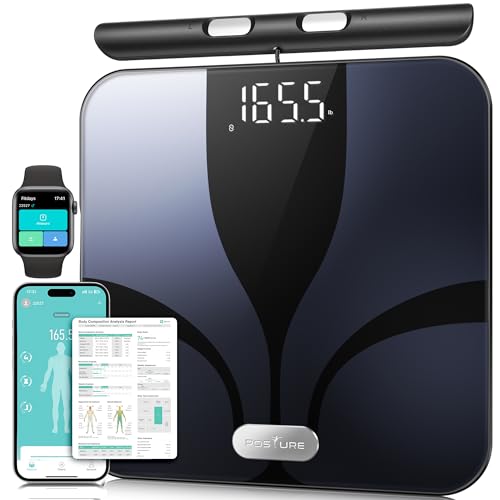 Posture Scale for Body Weight and Fat, Digital Bathroom Scale BMI Weighing Bluetooth Body Fat Scale, 8 Electrode Smart Body Fat Scale, Full Body Composition Analyzer with Voice Prompt