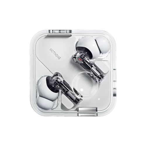 Nothing Ear wireless ear buds with Active Noise Cancelling, Bass Enhance Algorithm and up to 42.5 hours of listening time - White
