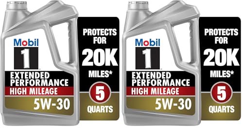 Mobil 1 Extended Performance High Mileage Full Synthetic Motor Oil 5W-30, 5 Quart (Pack of 2)