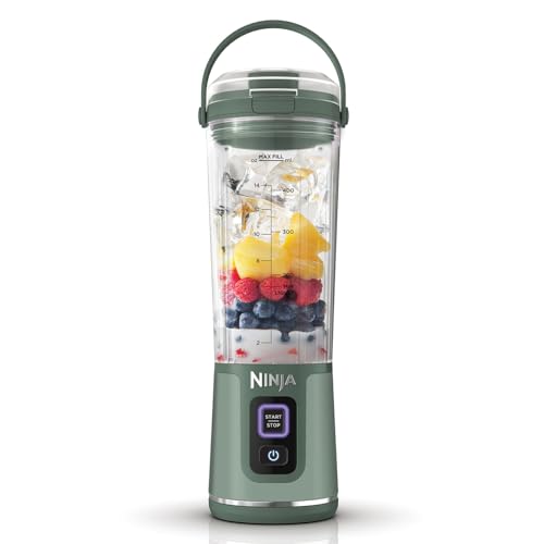 (-23%) Ninja Blast Tragbarer Mixer / Blender / Smoothie Maker, 530ml Becher, Auslaufsicherer Deckel, Leistungsstarker Mini Standmixer, Kabellos & Wiederaufladbar, Zerkleinert Eis & Obst, Grün, BC151EUEM