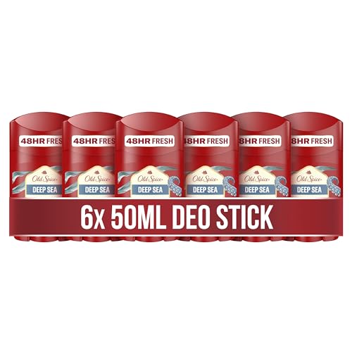 (-16%) Old Spice Deep Sea Deostick für Männer, 6x50ml, 24/7 Frischhh bei täglicher Anwendung, langanhaltender Duft in Parfumqualität, Schutz vor Gerüchen, Ohne Aluminiumsalze, unsichtbar auf Schwarz und Weiß