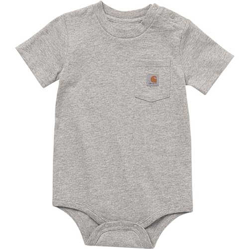 Carhartt Kid's CA5004 Short-Sleeve Pocket Bodysuit - 6 Months - Grey Heather