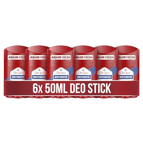 (-36%) Old Spice Whitewater Deostick für Männer, 6x50 ml, 24/7 Frischhh bei täglicher Anwendung, lang anhaltender Duft in Parfumqualität, Schutz vor Gerüchen, Ohne Aluminiumsalze
