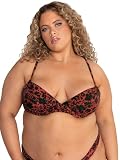 Smart & Sexy Women's Swim Secret Convertible Push-Up Bikini Top Black Pansy 36C