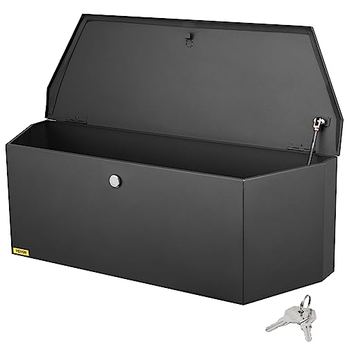 VEVOR Steel Trailer Tongue Box, 36"x12"x12" Heavy Duty Storage With Lock and Keys, Utility Tool Chest for Pickup Truck Bed, RV