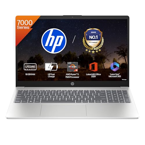 HP 15, AMD Ryzen 5 7520U,(16GB LPDDR5, 512GB SSD), Anti-Glare, Micro-Edge, FHD, 15.6''/39.6cm, Win 11, Office 24,M365 Basic(1yr)*,Silver, 1.59kg, fc06