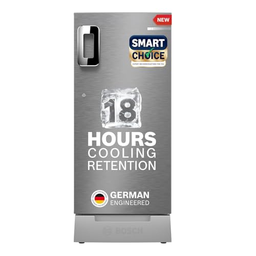 Bosch 207 L,3 star,Smart Inverter,Direct-Cool Single Door Refrigerator,Fine Steel(CST20S23PI)|18 Hrs Cooling Retention|Super
