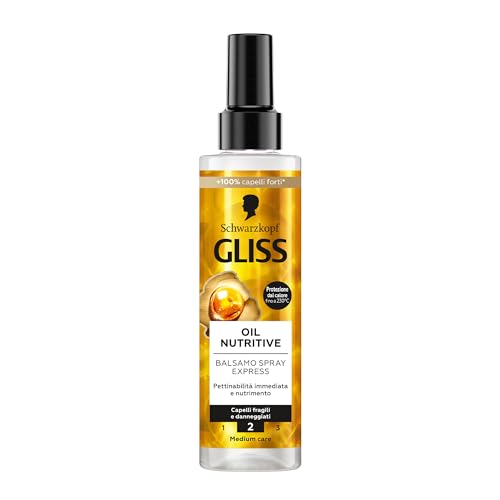 🔥 STARKER PREIS (-64%) Schwarzkopf Gliss Oil Nutritive Conditioner Spray Express, nährend, 200 ml, Leave in Conditioner Spray mit Omega-9 und Marulaöl, Conditioner ohne Ausspülen und Hitzeschutz für strapaziertes Haar
