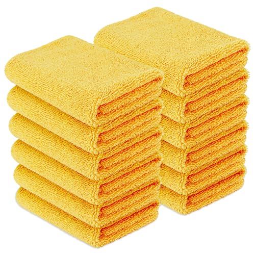 🔥 SELTEN SO GÜNSTIG (-57%) Amazon Basics Mikrofasertücher für Autos, doppelseitiges Reinigungstuch, 12 Stück, 40 x 40 cm, Gelb