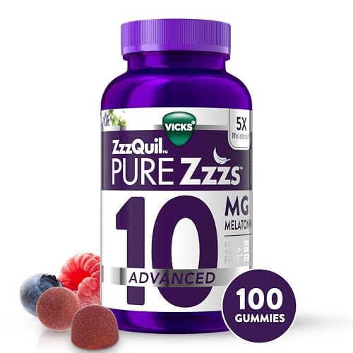 ZzzQuil Pure Zzzs Advanced Melatonin Gummies, Sleep Aid with Chamomile & Lavender for Adults Berry Flavored, 100 Count