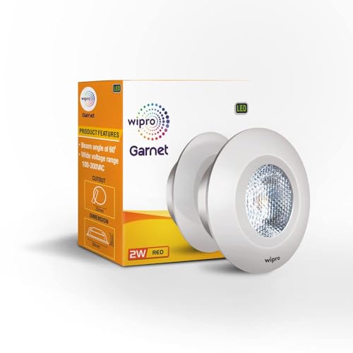 wipro Garnet 2W LED Integrated Spotlight | Red | Compact Design for Cabinets & Wardrobes | Pack of 1