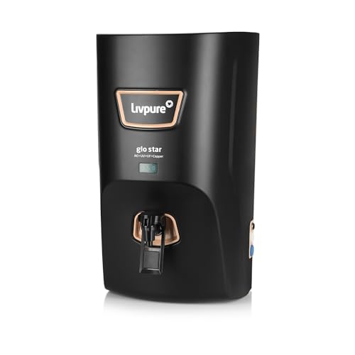 Livpure Glo Star Copper Water Purifier | Free Standard Installation | 8 Stage Advanced Purification | RO+UV+UF Copper | Mineraliser | In Tank UV Steri