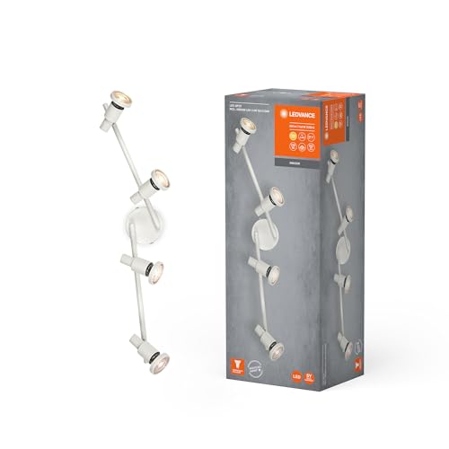 🔥 STARKER PREIS (-59%) LEDVANCE LED SPOT GU10 4 x 3,4W, 920lm, weiß, 2.700K Farbtemperatur, warmweiße Lichtfarbe, zeitloses Design, austauschbare LED-Lampe, ideal für Innenräume, CRI 90, verstellbare Köpfe