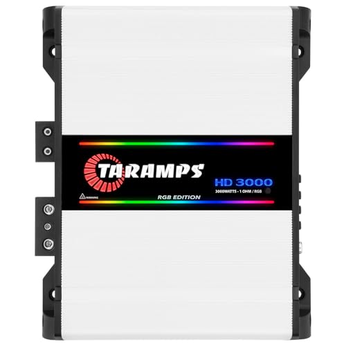 Taramps HD 3000 1 Ohm RGB Effects 1 Channel 3000 Watts RMS MAX Full Range Car Audio Monoblock LED Monitor Indicator Class D Amplifier Crossover, HD 3k