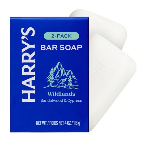 Harry's Bar Soap for Men - Wildlands Scent - (2 Pack) 4 oz - Men's Body Soap - Made with Plant-Based Cleansers - No Parabens, Sulfates, or Dyes