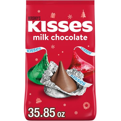 HERSHEY'S KISSES Milk Chocolate, Christmas Candy Bulk Bag, 35.85 oz