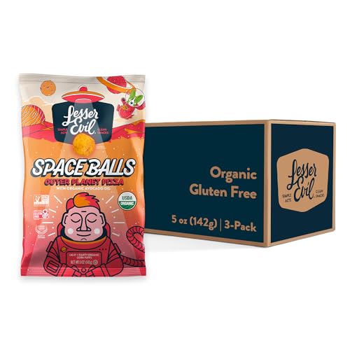 LesserEvil Outer Planet Pizza Space Balls, Premium Quality, Minimally Processed, No Vegetable Oil, 5 oz, Pack of 3