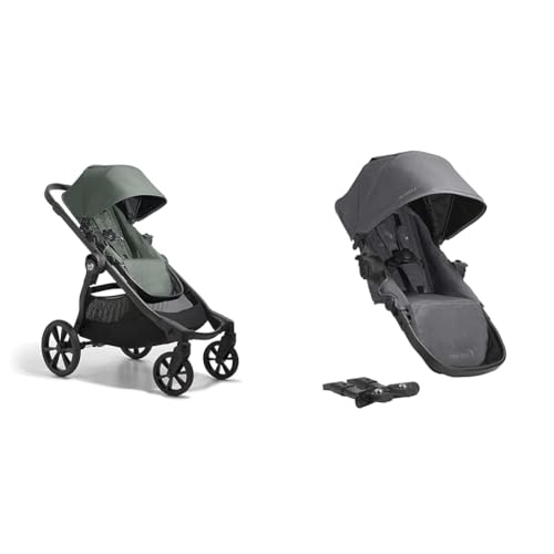 Baby Jogger® City Select® 2 Single-to-Double Modular Stroller, Flint Sage & Second Seat Kit for City Select 2 Stroller, Radiant Slate
