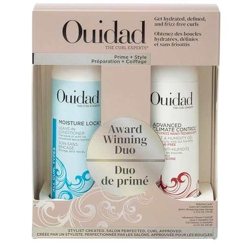 Ouidad Advanced Climate Control Heat & Humidity Gel & Leave In Conditioner Styling Kit, 8.5 fl oz, Flexible, Long-Lasting & Frizz-Free Curls, Sulfates, Parabens & Cruelty-Free Curly Hair Products