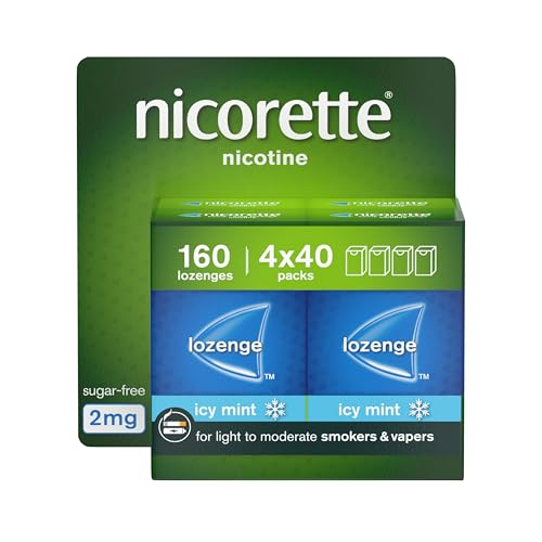 Nicorette Cools 2mg Lozenge, 160 Pieces (4 x 40 Packs), Effective and Discreet Stop Smoking and Stop Vaping Aid, Nicotine Lozenges with Dual-Layer Icy Mint Flavour Release (Quit Smoking or Vaping)