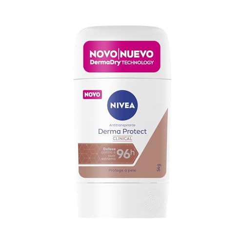 NIVEA Desodorante Antitranspirante Stick Derma Protect Clinical 58g, Defesa Intensa 96h, Controle de Suor Extremo, Toque...