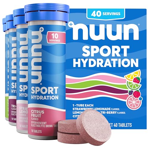 Nuun Sport Electrolyte Tablets for Proactive Hydration, Mixed Flavors, 4 Pack (40 Servings)