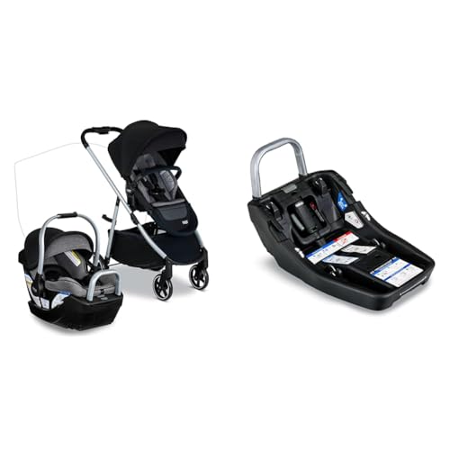 Britax Willow Grove SC Baby Travel System, Infant Car Seat and Stroller Combo with Alpine Base, ClickTight Technology, SafeWash, Pindot Onyx & Alpine™ Infant Car Seat Base with ClickTight® Pindot Onyx Baby Travel + With Extra Car Seat Base