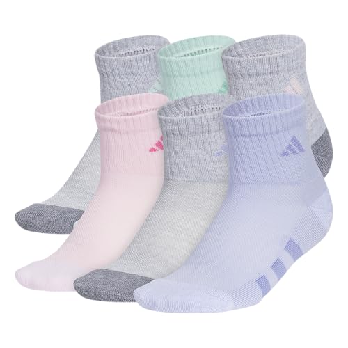 adidas Unisex Kids Quarter Ankle Socks for Boys and Girls Youth (6-Pack) Athletic Cushioned and Comfortable