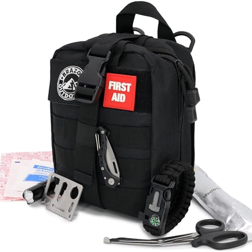 The Brazos First Aid Survival Kit, 250 Pieces, Hiking &amp; Camping Essentials, Survival Gear and First Aid Combo for Em