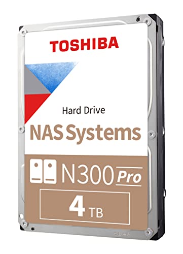 Toshiba N300 PRO Disco rígido interno NAS de tamanho grande de 4 TB (até 24 baias) de 3,5 polegadas - Taxa de carga de trabalho de até 300 TB/ano CMR SATA 6 GB/s 7200 RPM 512 MB Cache - HDWG740XZSTD