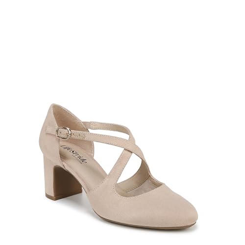 Life Stride Womens Tracy Strappy Block Heel Pump Tender Taupe Microfiber 11 W