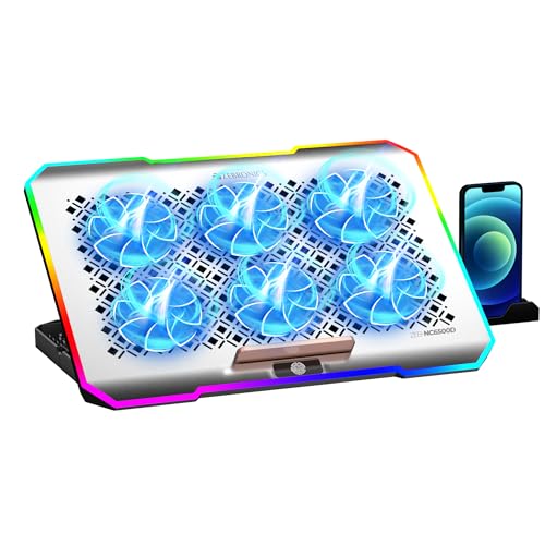 ZEBRONICS NC6500D Laptop Cooling Pad with Support up to 17 inch Laptops, Silent Operation, Hexa Fans, Speed Control, Detachable Mobile Holder, 5 Step 