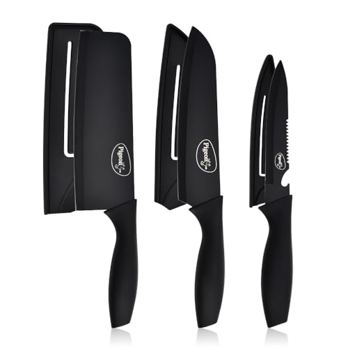 Pigeon By Stovekraft Edge High Grade Stainless Steel 3 Pcs Kitchen Knife Set| Black