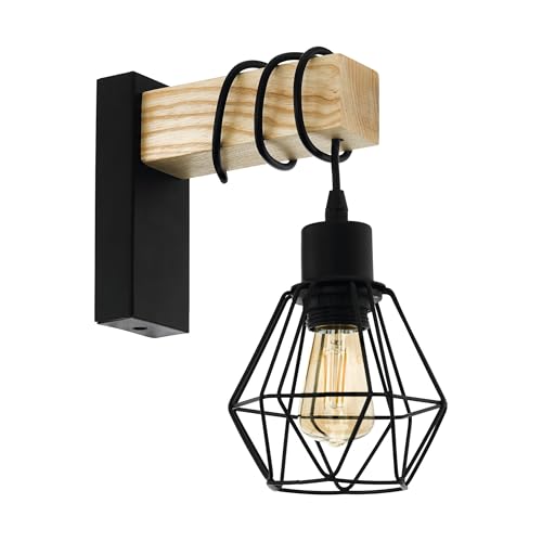 (-20%) EGLO Wandlampe Townshend 5, Vintage Wandleuchte mit Holz Balken