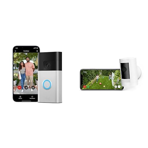 (-33%) Ring Akku-Videotürklingel (Battery Video Doorbell) + Außenkamera Akku (Stick Up Cam) | WLAN-Videotürklingel-Sicherheitskamera, Selbstinstallation (in 5 Minuten) | Privatsphäre-Einstellungen