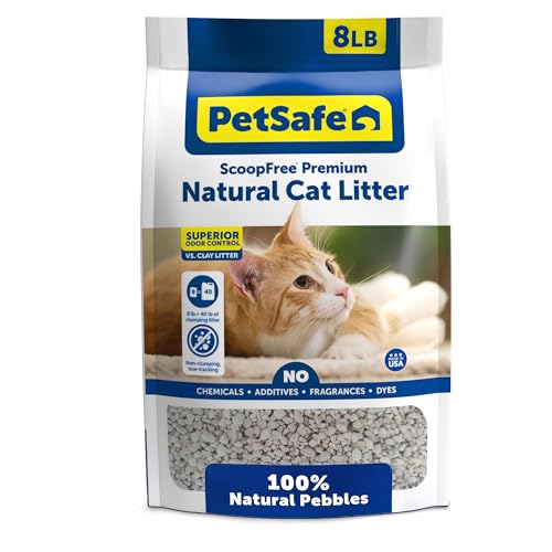 PetSafe ScoopFree Premium Fragrance-Free Natural Cat Litter - Long-Lasting Litter - High Absorbency & Low-Tracking Design - Non-Clumping Pebbles - 8 lb Bag