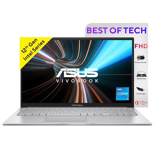 ASUS Vivobook 15, Intel Core i5-1235U 12th Gen, 15.6" (39.62 cm) FHD, Thin and Light Laptop (8GB RAM/512GB SSD/Win11//Backlit Keyboard/Silver/1.7 kg),