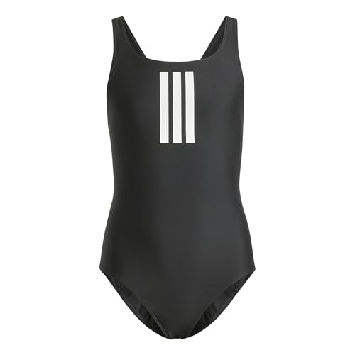 (-60%) adidas Mädchen 3-Stripes Swimsuit Kids Swimwear, Black/White, 3-4 Years