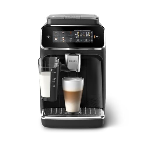 Philips Series 3300 Fully Automatic Espresso Coffee Machine - 6 Hot & Iced Drinks, LatteGo Milk System, 40% Quieter SilentBrew, Ceramic Grinder, Aquaclean Filter, Glossy Black (EP3341/50)