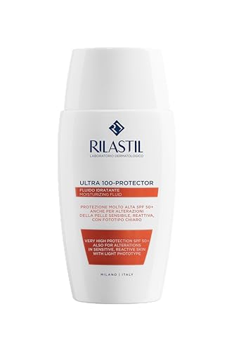 🔥 STARKER PREIS (-67%) Rilastil Fluid 100, feuchtigkeitsspendende und schützende Emulsion, ultraleichte Textur, wasserfest, für empfindliche Haut, 50 ml