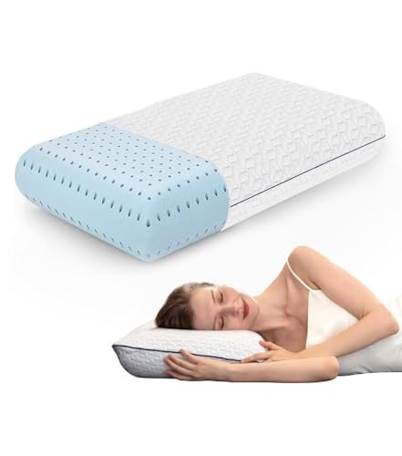 Cooling Gel Memory Foam Pillow - 1-Pack - King Size Bed Pillows For Sleeping - Medium-Firm - Back, Stomach and Side Slee