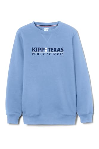 KIPP Texas Youth Long Sleeve Crewneck Fleece Sweatshirt, Primary School Light Blue, 4-5