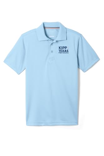 KIPP Texas Youth Short Sleeve Performance Polo Shirt, Primary School Light Blue, 14-16
