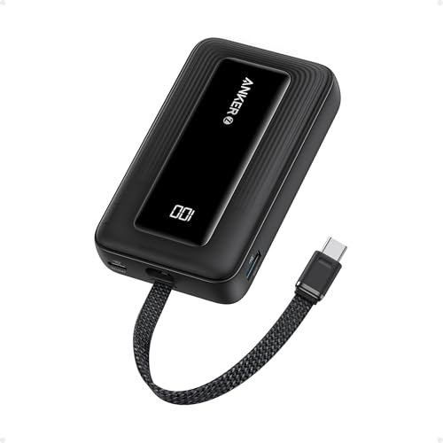Anker Portable Charger, 10,000mAh 30W Power Bank, USB-C in and Out Fast Charging Battery Pack, Travel Essential Phone Power Bank, for iPhone 16/15, iPad, MacBook, Galaxy, Google, and More
