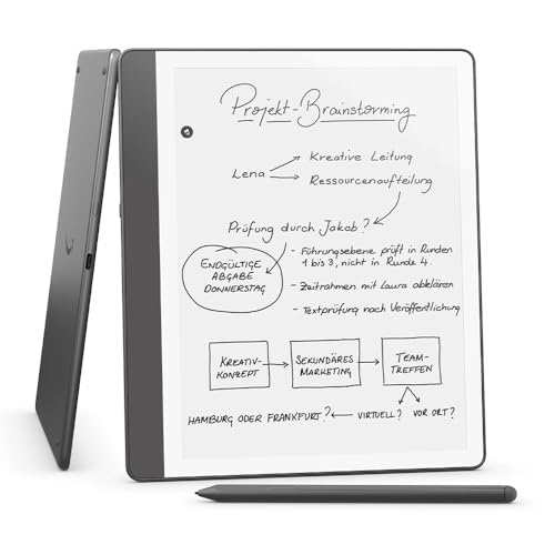 ⚡ BLITZDEAL (-35%) Amazon Kindle Scribe (64 GB) – Neuartiges Display mit gleichmäßigem Rahmen | Schreib einfach in Bücher und Dokumente | Mit Notizbuchzusammenfassung | Mit Premium-Eingabestift | – Anthrazit