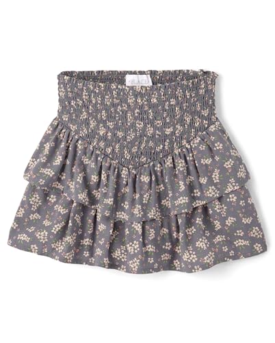 The Children's Place,Girls,Pull On Everyday Skorts,Gray Floral Smocked,X-Small