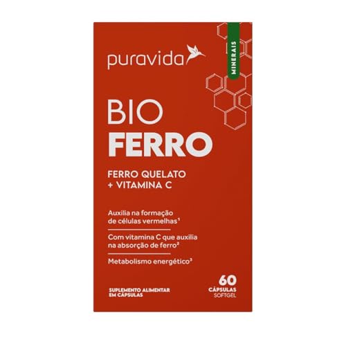 Puravida Vitaminas Bio Ferro Quelato Bisglicinato + Vitamina C 60 Cápsulas