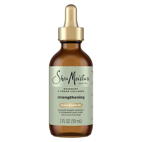 SheaMoisture Strengthening Scalp & Hair Oil Rosemary & Vegan Collagen to Promote Length Retention & Invigorate the Scalp, with ScalpBoost Technology, 2 oz