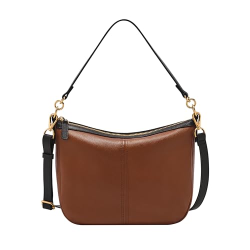Fossil Jolie Crossbody Bag, Brown/Black Trim